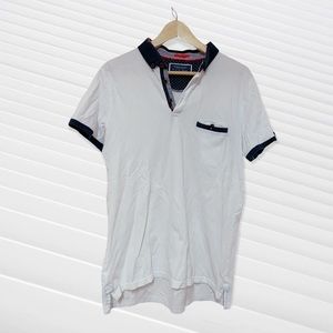 Denim and flower ricky singh white polo small